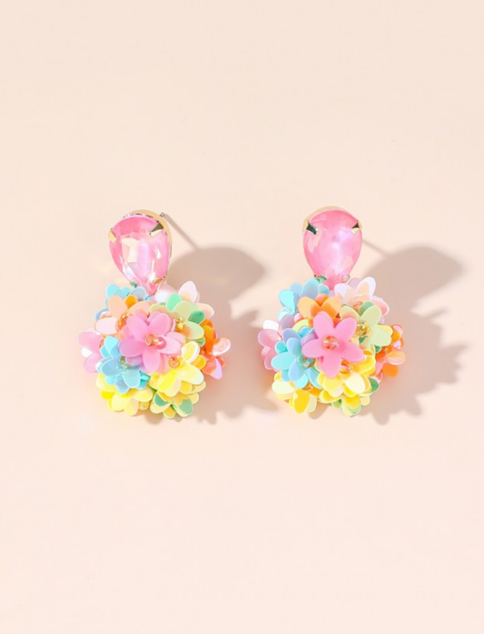 Boucle d'oreille bouquet de fleurs 