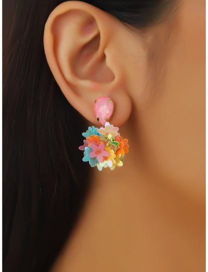 Boucle d'oreille bouquet de fleurs 